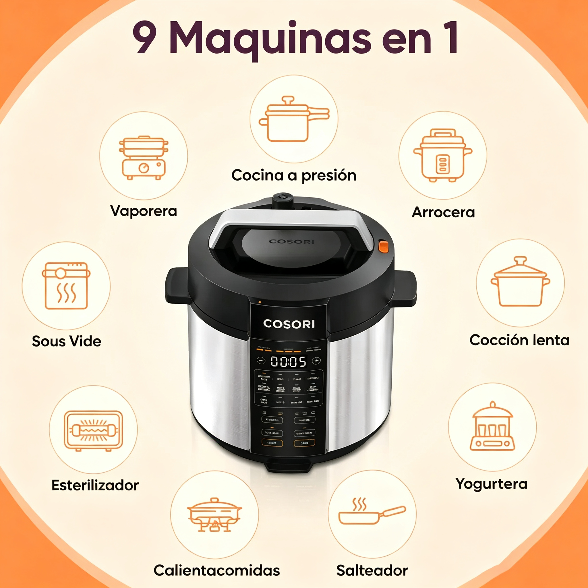 COSORI 9-in-1 6-qt Electric Instant Pressure Cooker - Instant Multi Cooker, 1100W Multifunction Kitchen Appliance with Rice, Sauté, Sous Vide, Sterilizer Modes, Stainless Steel & Aluminium Inner Pot, Safety Features,tiktokshopbacktoschool,home essentials
