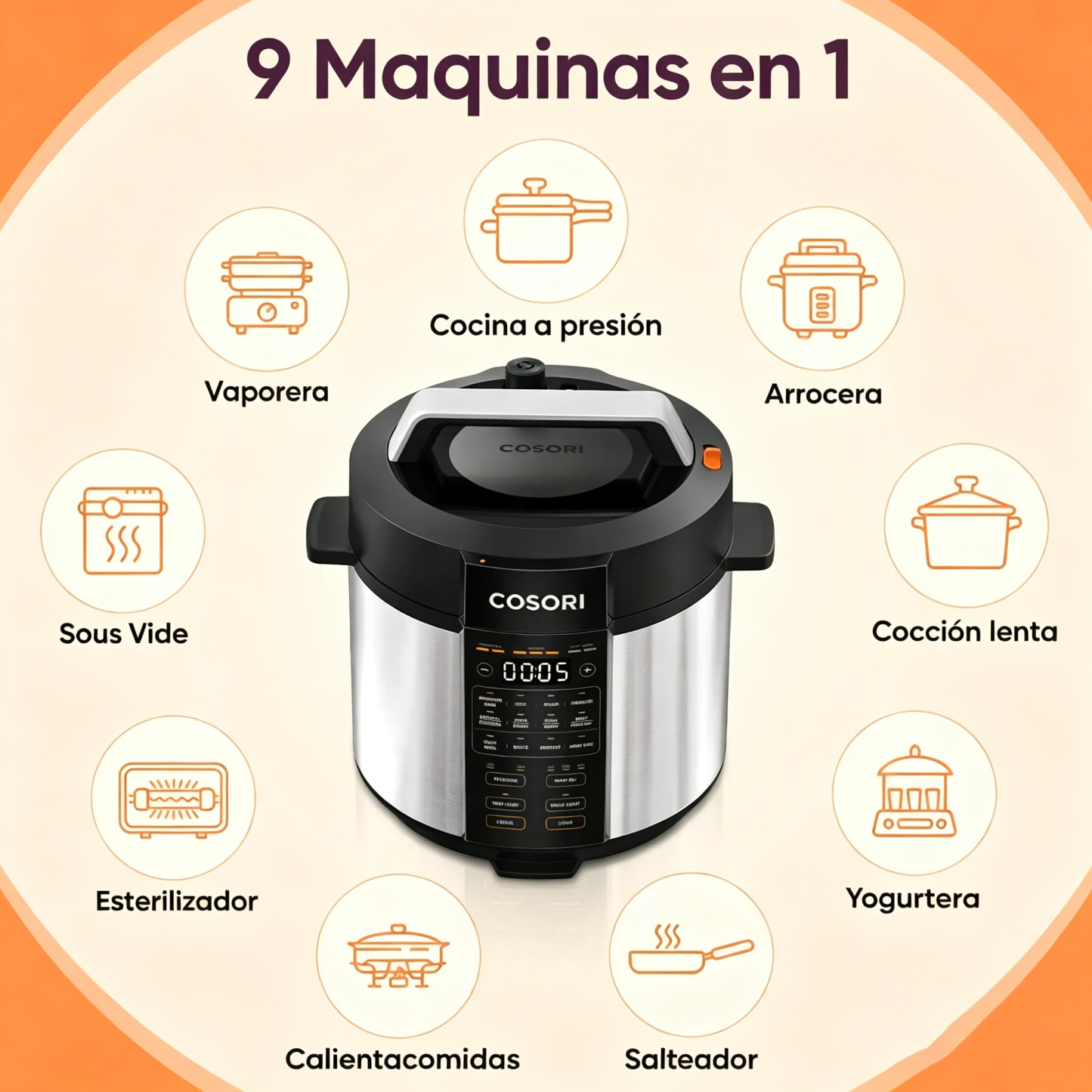COSORI 9-in-1 6-qt Electric Instant Pressure Cooker - Instant Multi Cooker, 1100W Multifunction Kitchen Appliance with Rice, Sauté, Sous Vide, Sterilizer Modes, Stainless Steel & Aluminium Inner Pot, Safety Features,tiktokshopbacktoschool,home essentials
