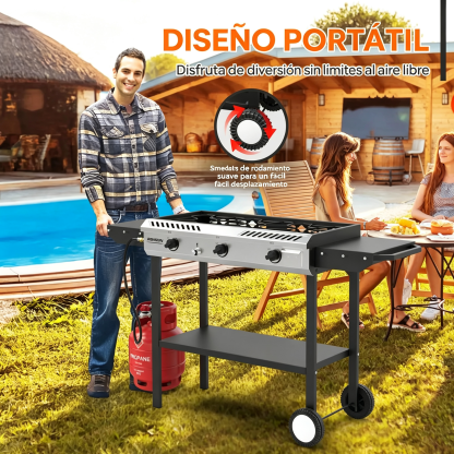 Estufa de gas propano para exteriores de 2-3 quemadores, robusta, de hierro fundido, con encendido automático, regulador, estantes laterales, 150000-225000 BTU, ideal para barbacoas de camping, cocina al aire libre y barbacoas.