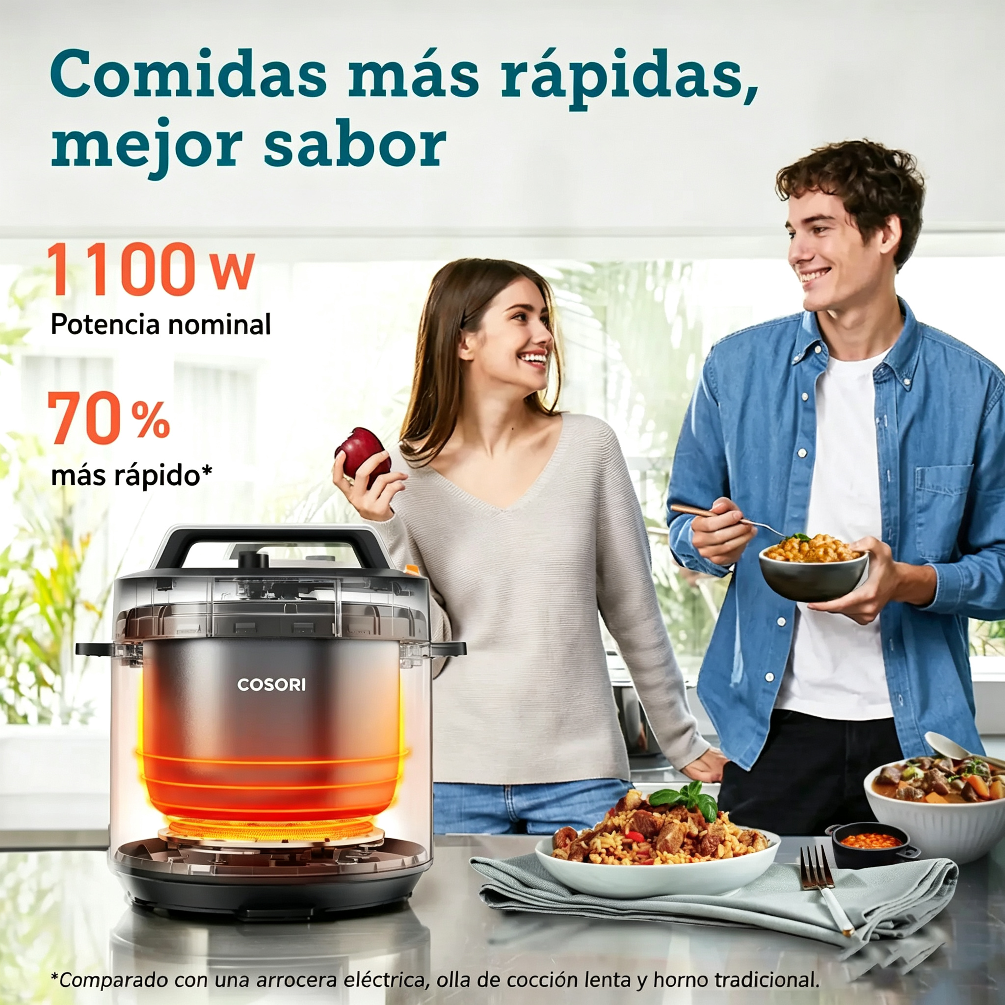 COSORI 9-in-1 6-qt Electric Instant Pressure Cooker - Instant Multi Cooker, 1100W Multifunction Kitchen Appliance with Rice, Sauté, Sous Vide, Sterilizer Modes, Stainless Steel & Aluminium Inner Pot, Safety Features,tiktokshopbacktoschool,home essentials