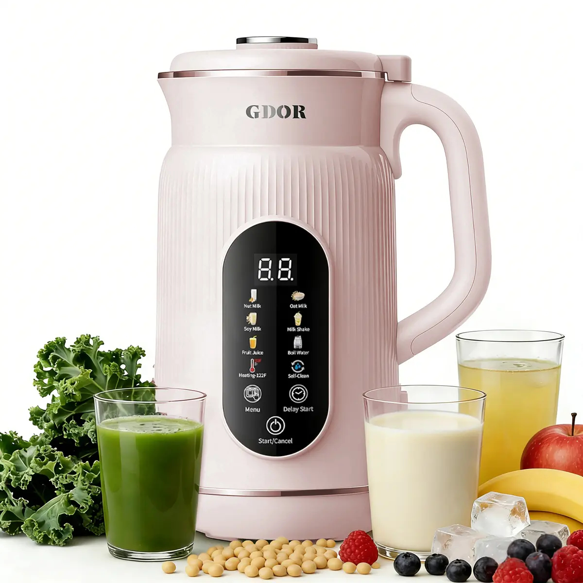 Máquina automática de soja de 32 onzas para almendras caseras, avena, coco, soja, leches a base de plantas y bebidas no lácteas con retraso de arranque/mantener el calor,
