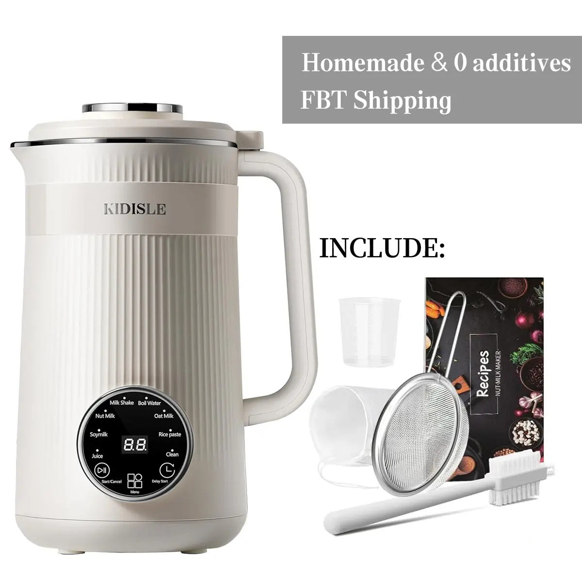 Máquina automática de soja de 32 onzas para almendras caseras, avena, coco, soja, leches a base de plantas y bebidas no lácteas con retraso de arranque/mantener el calor,