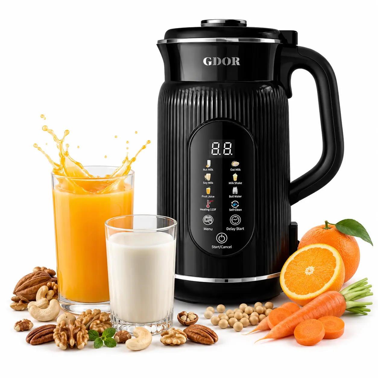 Máquina automática de soja de 32 onzas para almendras caseras, avena, coco, soja, leches a base de plantas y bebidas no lácteas con retraso de arranque/mantener el calor,