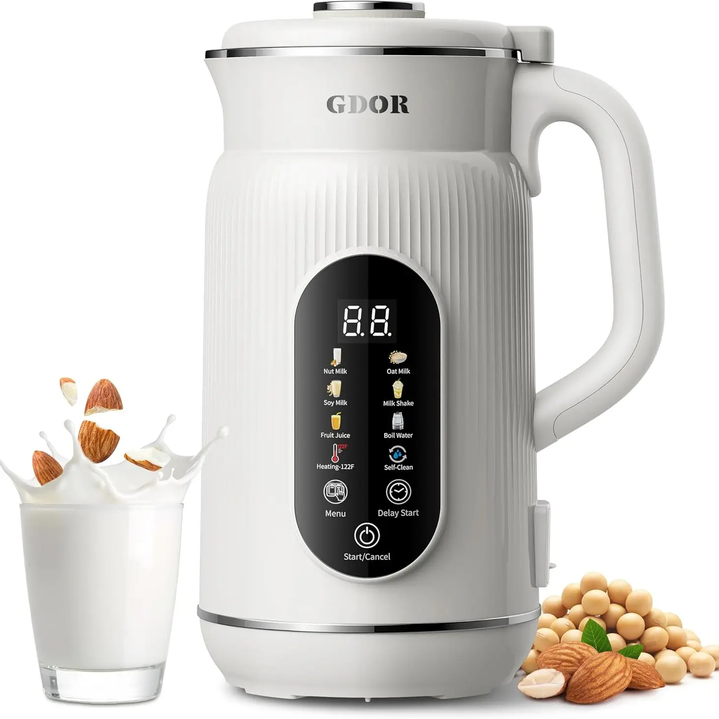 Máquina automática de soja de 32 onzas para almendras caseras, avena, coco, soja, leches a base de plantas y bebidas no lácteas con retraso de arranque/mantener el calor,