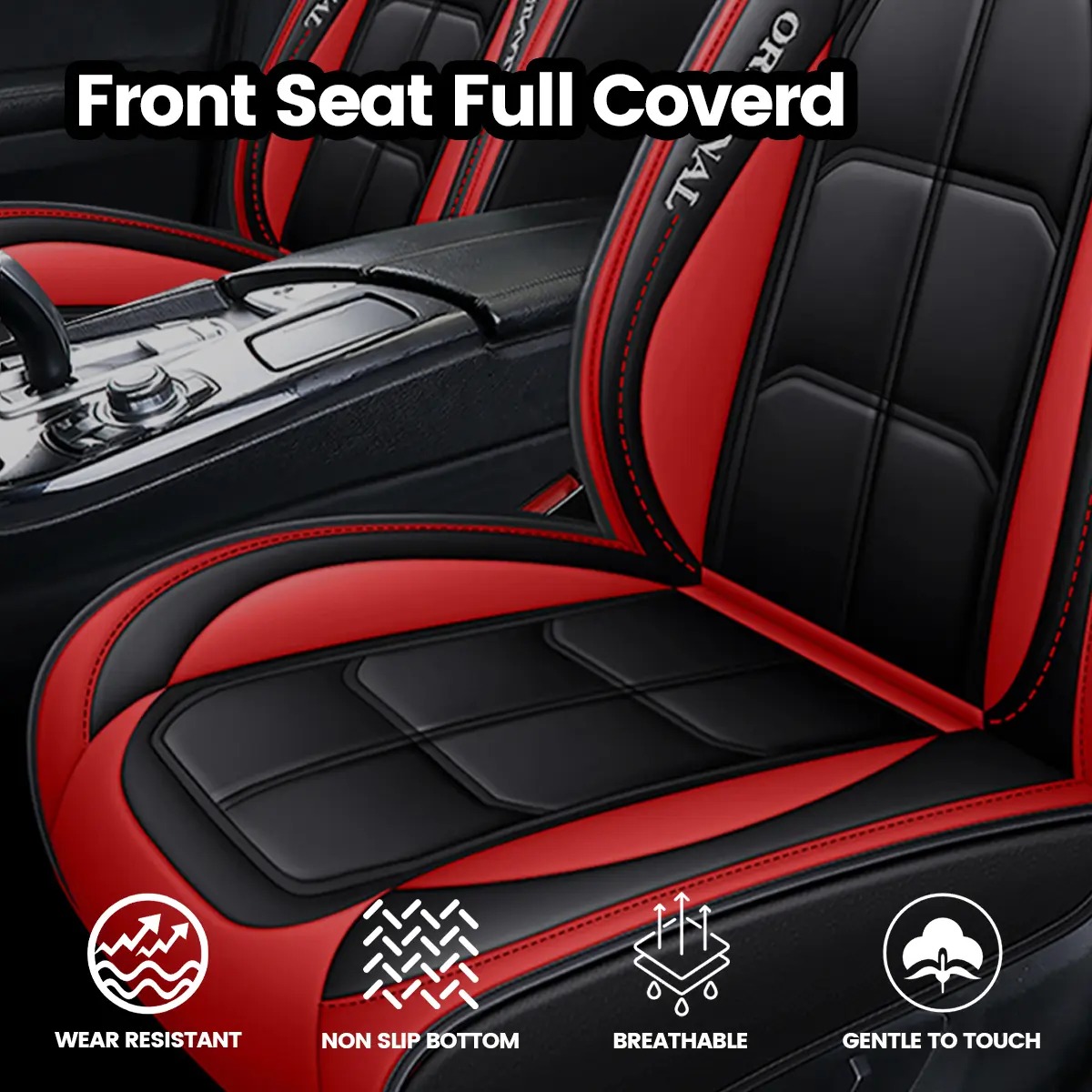Fundas de asiento de cuero de lujo para automóvil (5 plazas) — Interfaz universal para airbag de seguridad — Impermeables, antideslizantes y fáciles de limpiar — Juego completo en color negro — Regalo ideal para el coche.