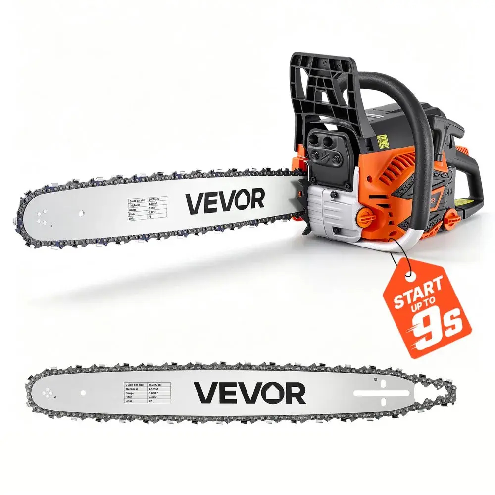 Motosierra a Gasolina 25.4CC 12 Pulgadas, Motor 2 Tiempos 1.2HP, Mango Antivibración y Lubricación Automática para Corte de Árboles, Leña y Madera