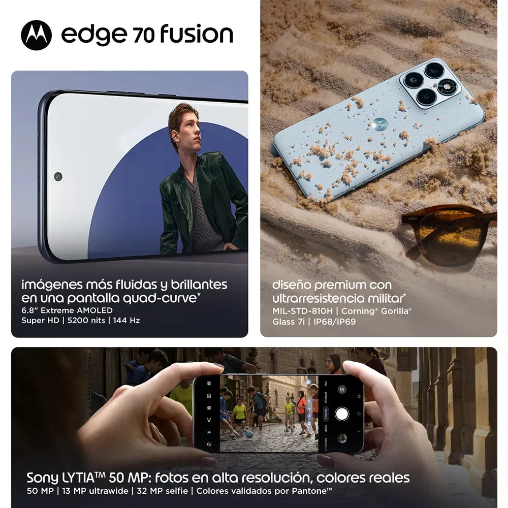 Motorola Moto Edge 70 Fusión 8+256GB Country Air (Celeste) Edición Audífonos Moto Buds Bass