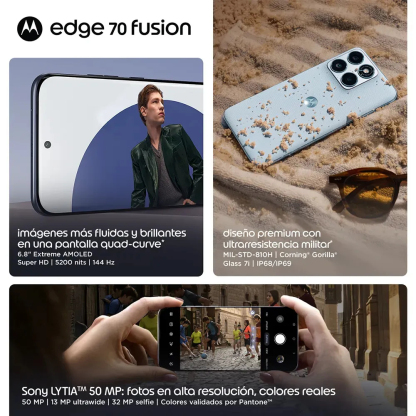 Motorola Moto Edge 70 Fusión 8+256GB Country Air (Celeste) Edición Audífonos Moto Buds Bass