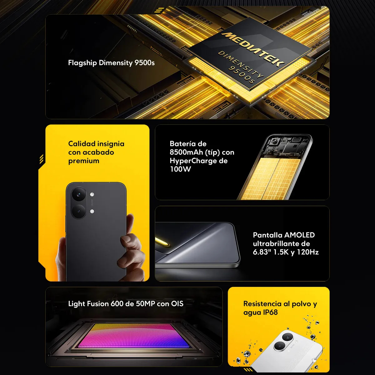 Celular Poco X8 Pro MAX Global 12GB RAM 256GB ROM, Procesador Dimensity 9500s, Pantalla AMOLED 6.83" 120Hz, Cámara 50MP, Batería 8500mAh y Carga Rápida 100W