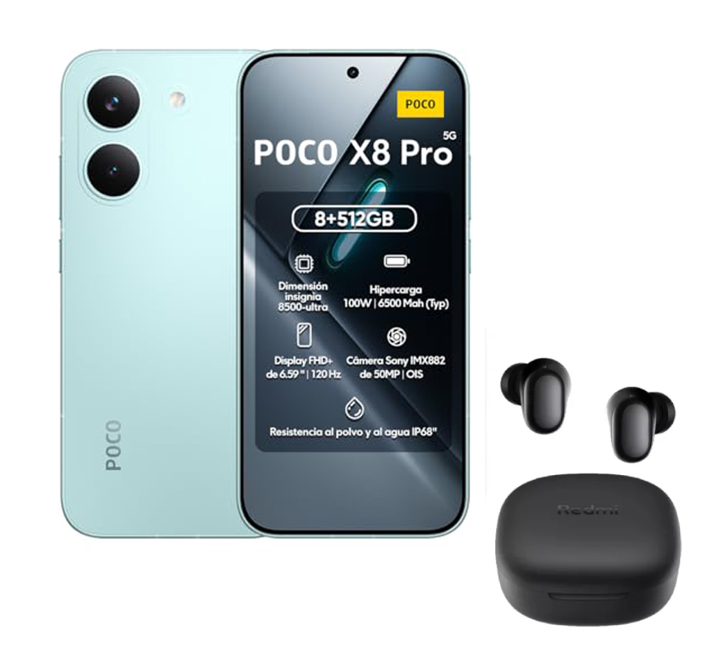 Smartphone POCO X8 Pro 5G Dual SIM 12GB+512GB | Pantalla AMOLED 6.59" | Dimensity 8500-Ultra | Cámara 50MP con OIS | Batería 6500mAh | Carga HyperCharge 100W