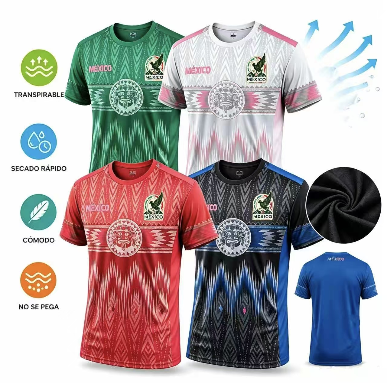 Camiseta deportiva de manga corta, edición limitada con estampado de motivos de aficionados al fútbol de estilo mexicano, modelo 2026, apta para entrenamiento al aire libre, unisex, tejido cómodo y transpirable, ideal para competiciones, entrenamiento y u