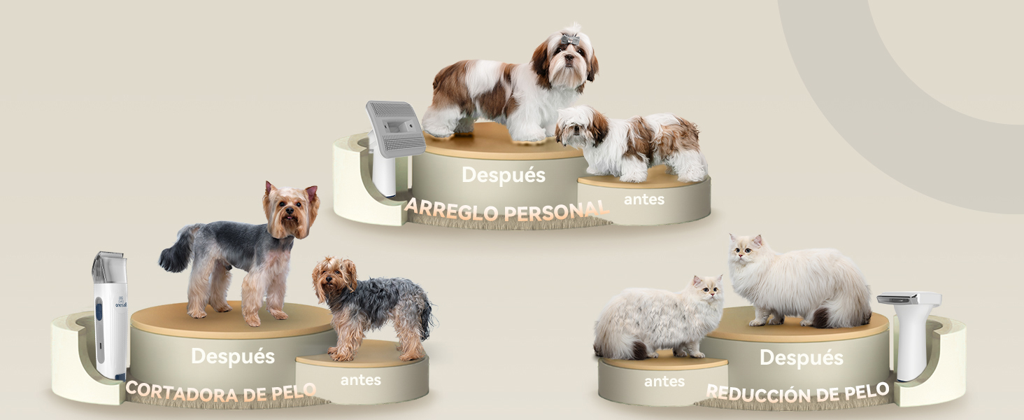 oneisall - Kit de aspiradora y aseo de perros, aspiradora de aseo de mascotas con picadora de uñas, 1.5 l para polvo de 1.5 l con 7 herramientas de aseo de mascotas para perder el pelo de mascotas, limpieza del hogar