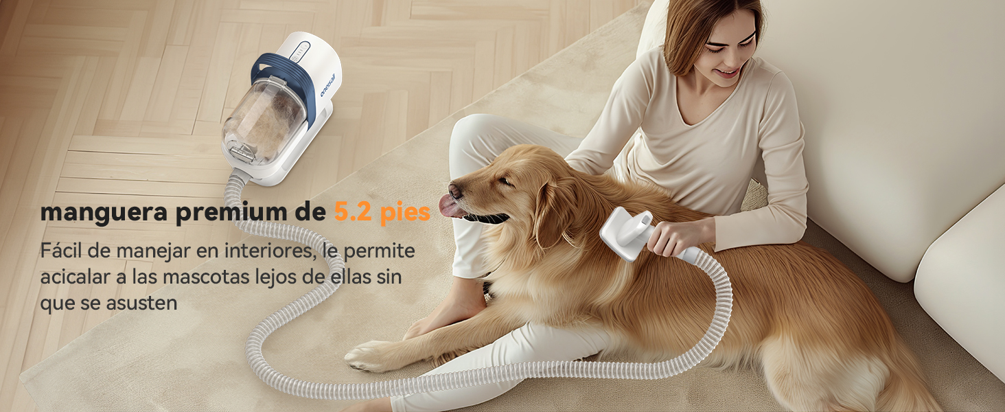 oneisall - Kit de aspiradora y aseo de perros, aspiradora de aseo de mascotas con picadora de uñas, 1.5 l para polvo de 1.5 l con 7 herramientas de aseo de mascotas para perder el pelo de mascotas, limpieza del hogar