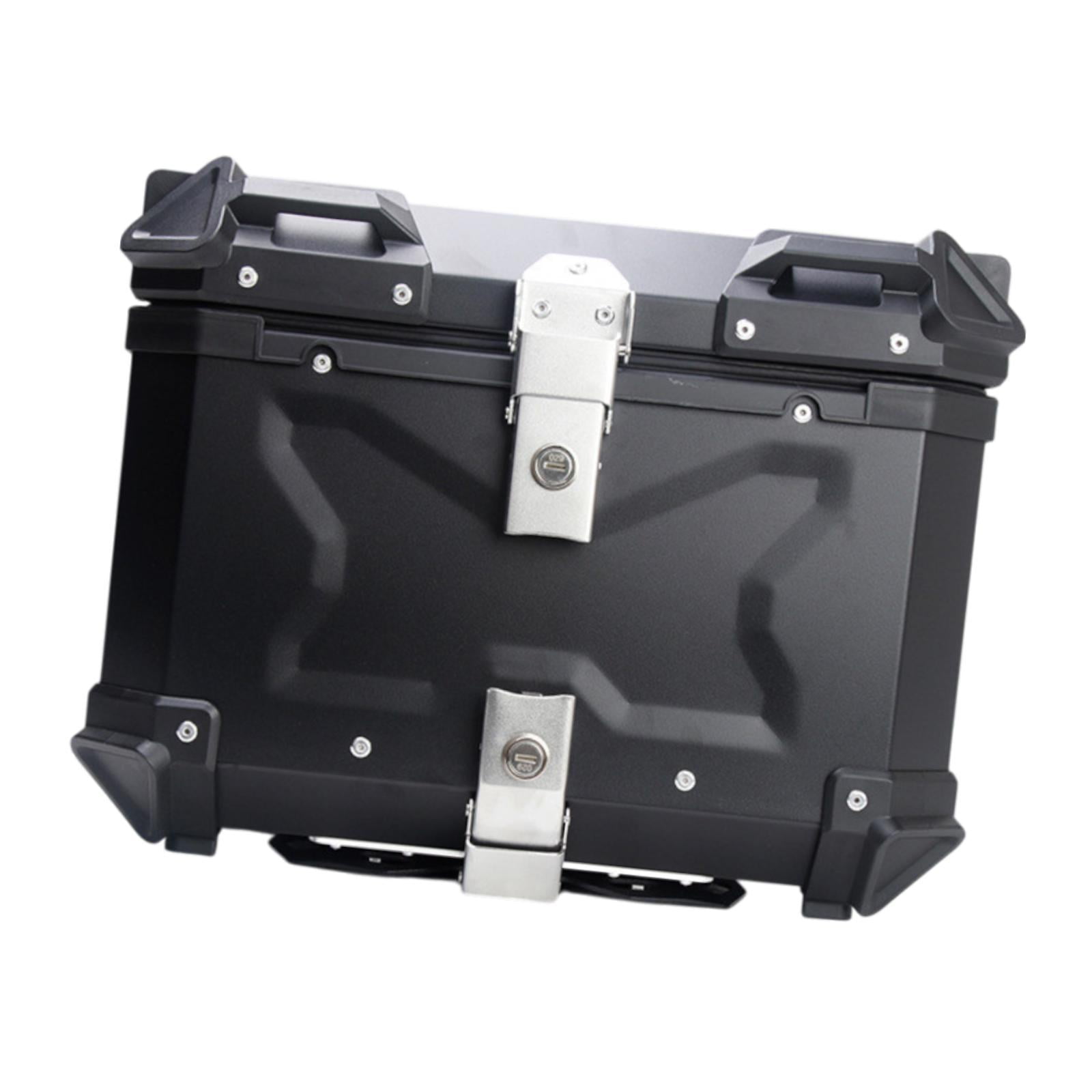 Baúl de motocicleta genérico, caja trasera, organizador de aluminio a prueba de golpes, caja para casco, baúl de almacenamiento de equipaje para 45L Plata