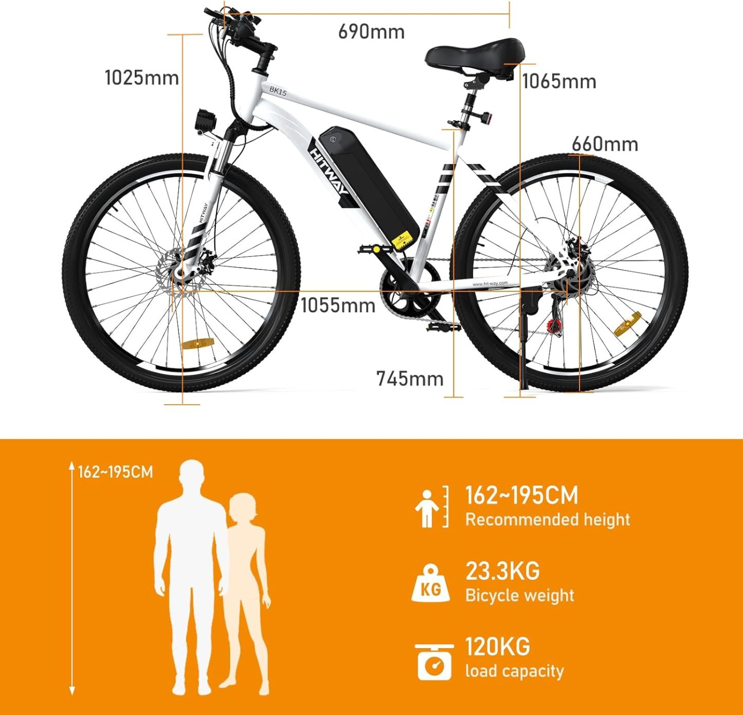 HITWAY - Bicicleta eléctrica para Adultos, Bicicleta E de 26 Pulgadas, 500 W, Bicicleta eléctrica extraíble, 36 V/12 Ah Bicicleta de montaña, Nieve, Playa, con 7 Engranajes-manteles