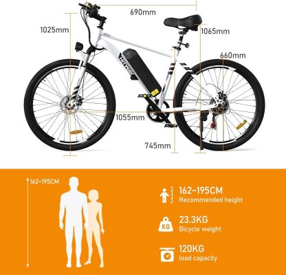 HITWAY - Bicicleta eléctrica para Adultos, Bicicleta E de 26 Pulgadas, 500 W, Bicicleta eléctrica extraíble, 36 V/12 Ah Bicicleta de montaña, Nieve, Playa, con 7 Engranajes-manteles