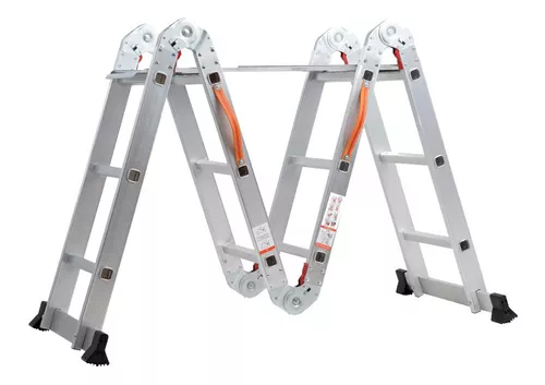 Escalera De Aluminio Multiposiciones Plegable KMEM35 Kingsman De 3.5 Metros Con 12 Peldaños Y Charolas Tipo Tijera Andamio Para 150 kg