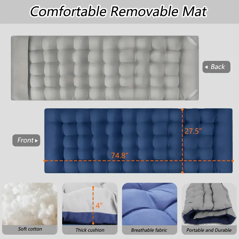 Portable Folding Camping Bed with Dual-Sided Mattress - Heavy-Duty, Easy Carry Design in Gray & Blue