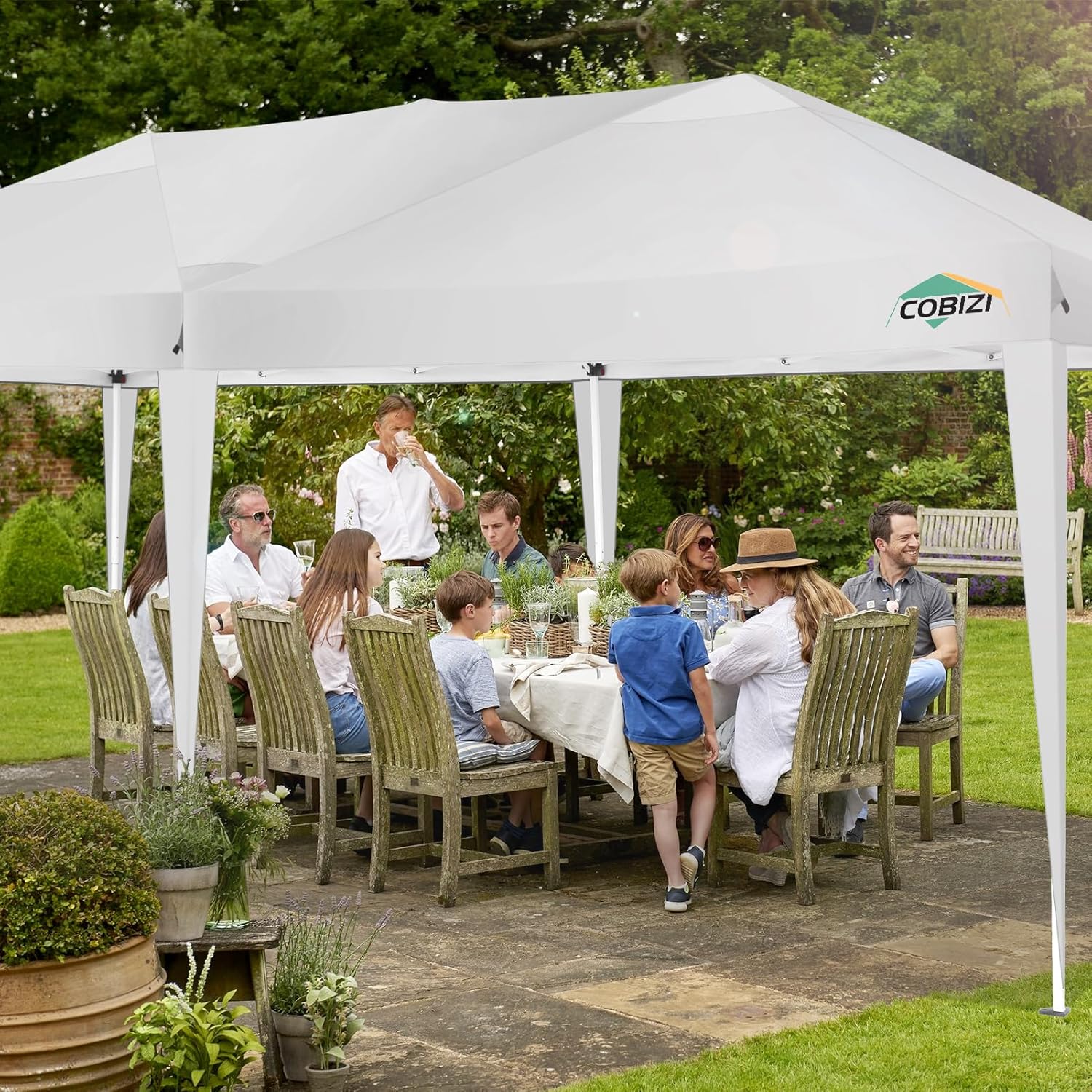 COBIZI - Toldo desplegable de 10 x 20 Pulgadas con 6 Paredes Laterales, toldo Impermeable para Eventos al Aire última intervensión, UPF 50+ cenador portátil para Fiestas, Playa, Camping, Boda,
