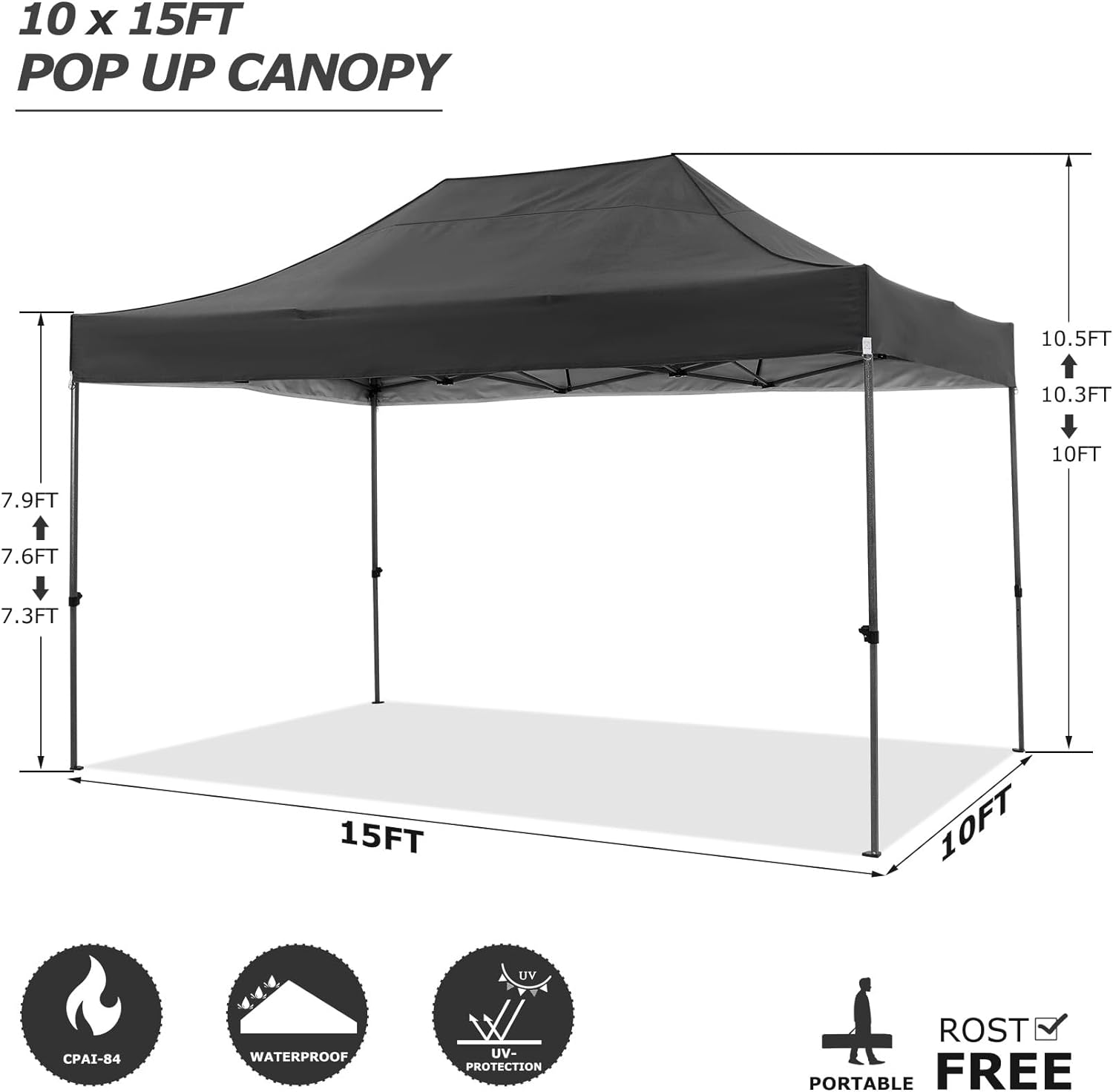 COBIZI - Toldo desplegable de 10 x 20 Pulgadas con 6 Paredes Laterales, toldo Impermeable para Eventos al Aire última intervensión, UPF 50+ cenador portátil para Fiestas, Playa, Camping, Boda,