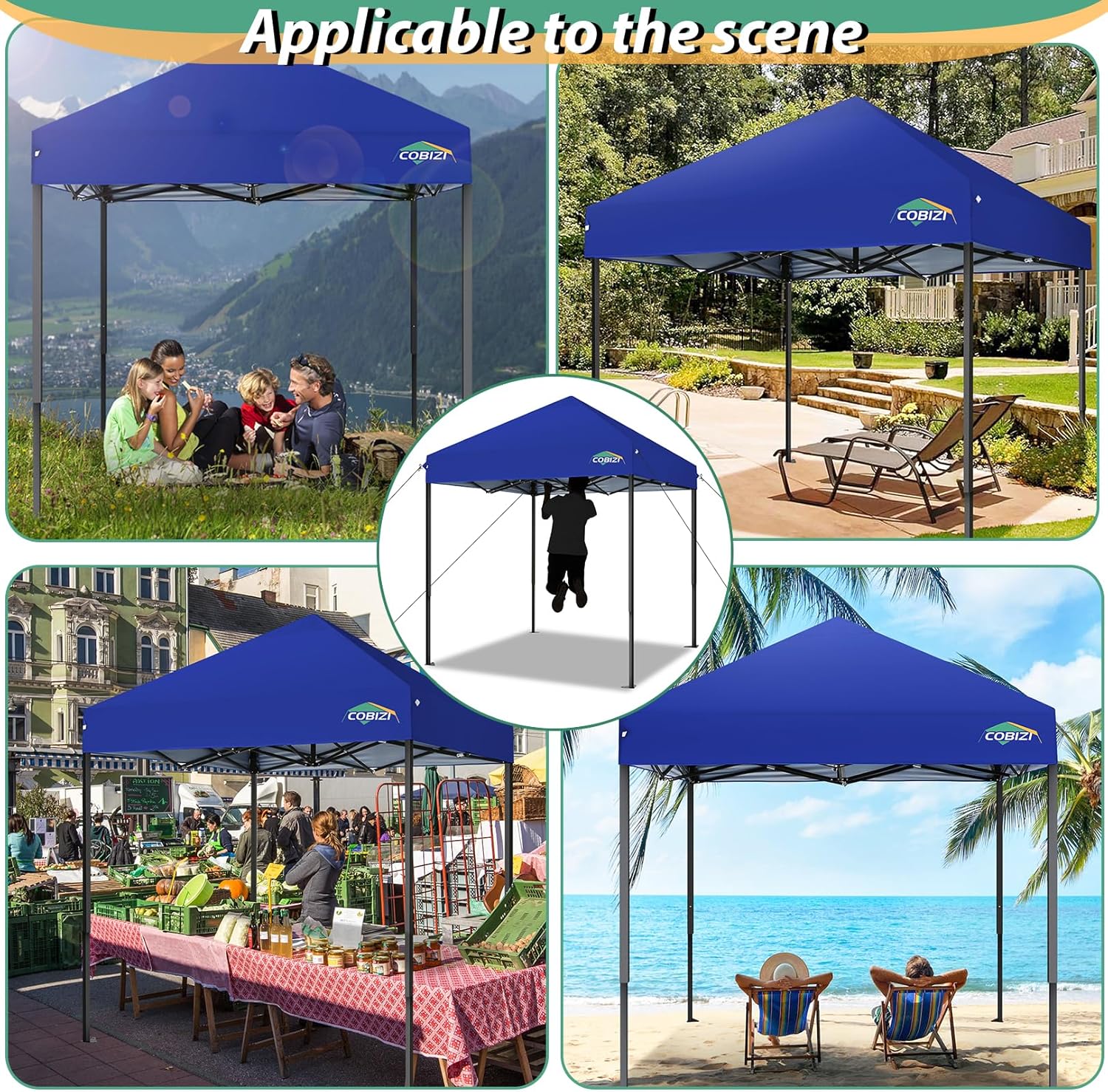 COBIZI - Toldo desplegable de 10 x 20 Pulgadas con 6 Paredes Laterales, toldo Impermeable para Eventos al Aire última intervensión, UPF 50+ cenador portátil para Fiestas, Playa, Camping, Boda,