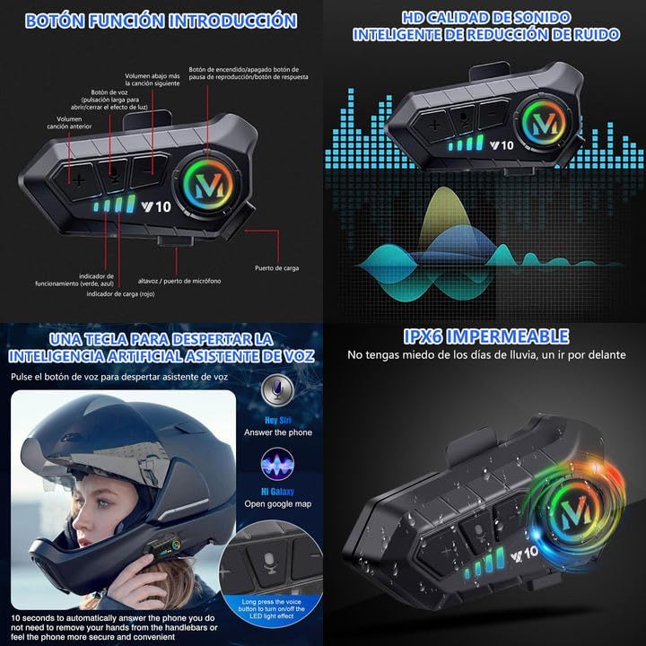 URPOWㅤ Casco de Moto Bluetooth, Casco Integral, Transpirable y Cómodo, Carcasa Resistente, Homologado Dot/ECE, Apto para Adultos, Mujeres y Hombres