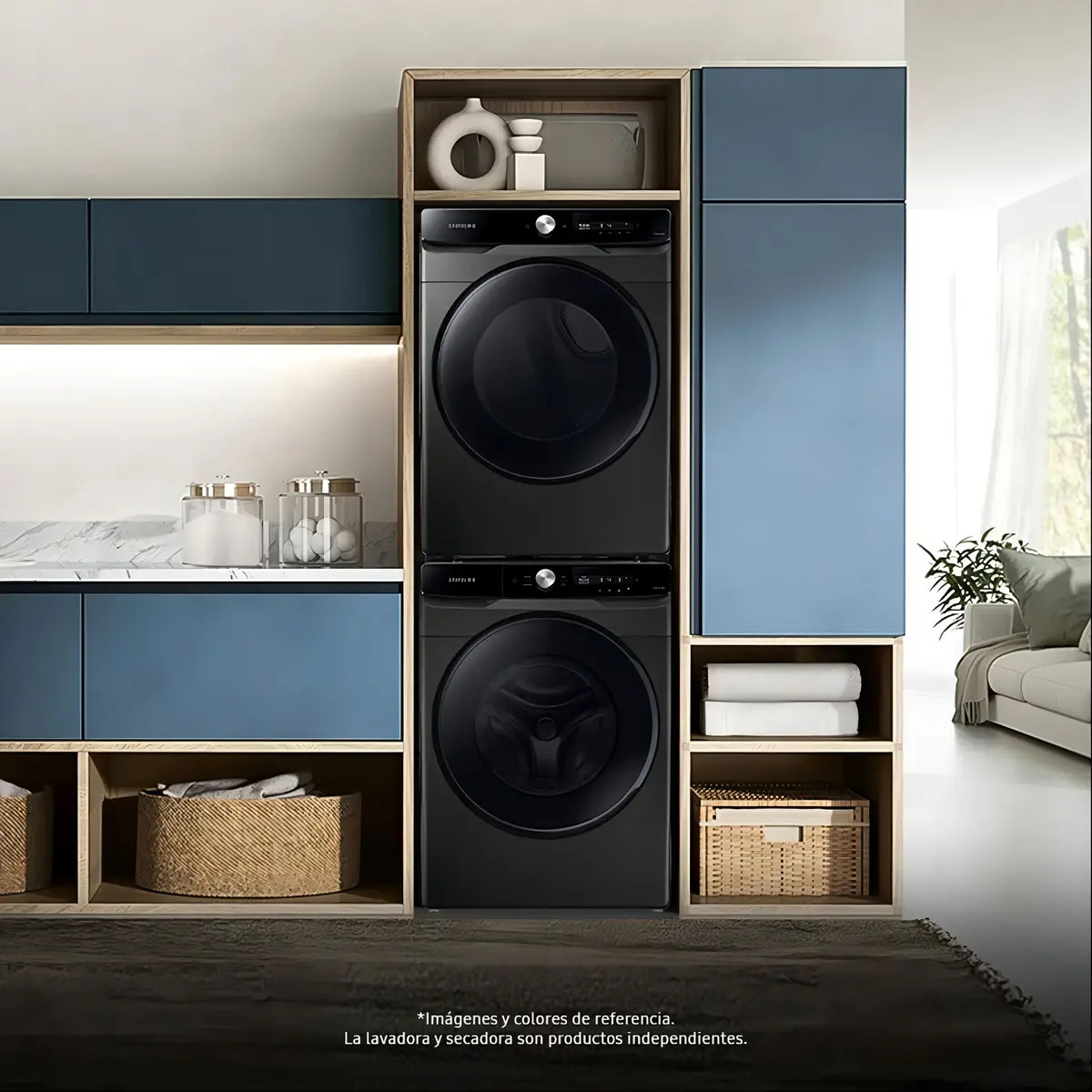 Lavadora Samsung Con Panel Multicontrol, 22kg Wf22c6400av Color Negro