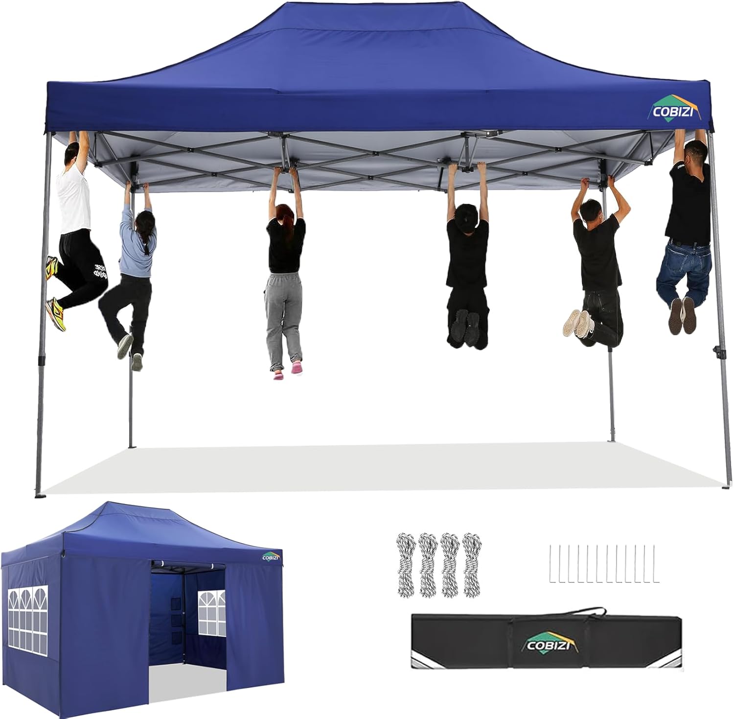 COBIZI - Toldo desplegable de 10 x 20 Pulgadas con 6 Paredes Laterales, toldo Impermeable para Eventos al Aire última intervensión, UPF 50+ cenador portátil para Fiestas, Playa, Camping, Boda,