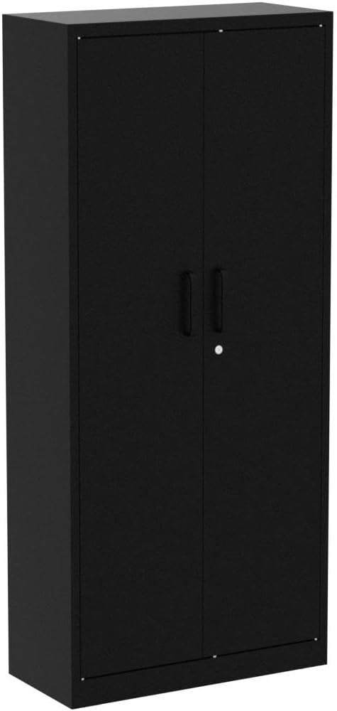 Yizosh - Gabinete de almacenamiento de metal con 2 puertas y 5 estantes ajustables, archivador de acero de 71 pulgadas, gabinetes de herramientas de bloqueo para oficina, hogar, cochera, gimnasio,