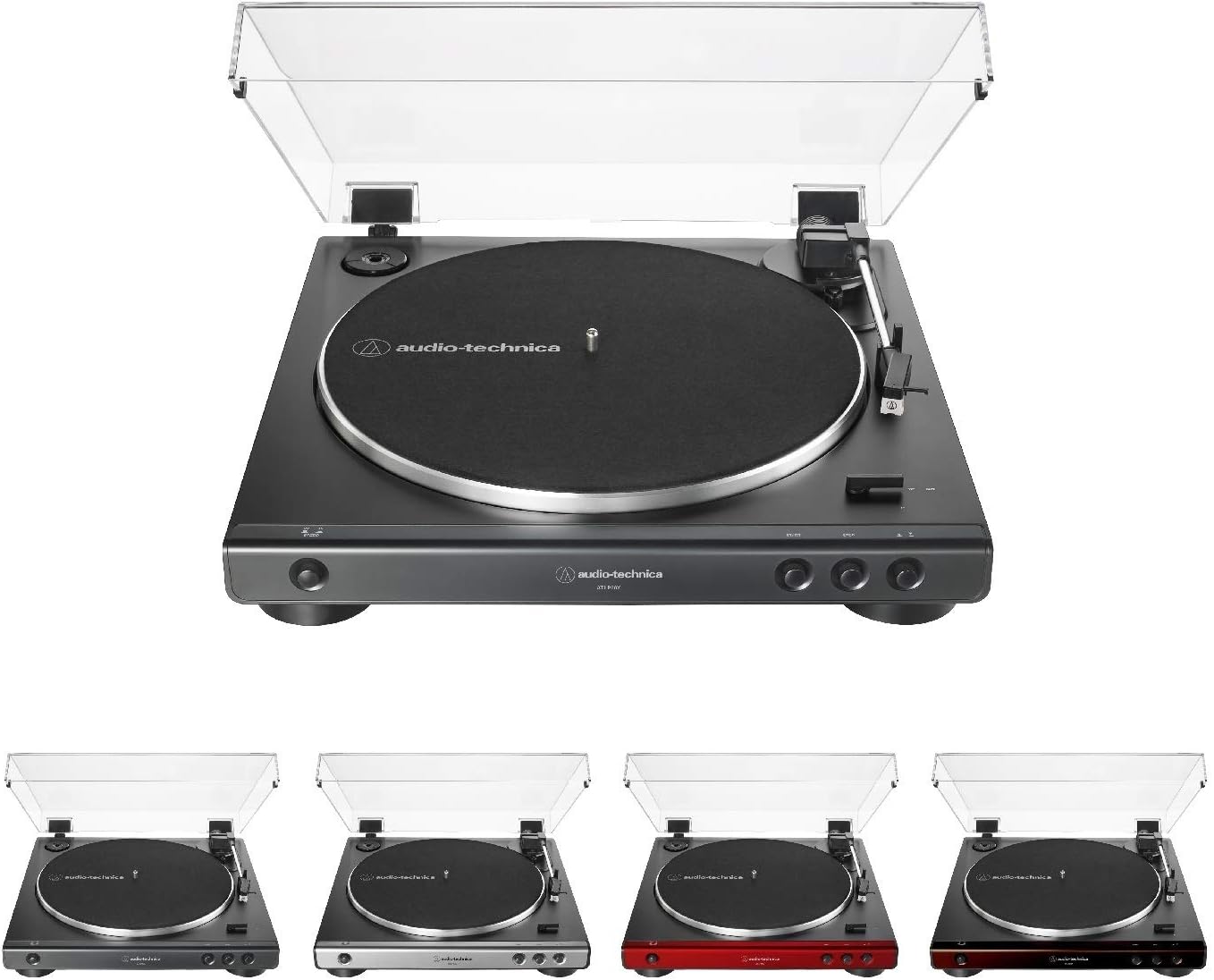 Audio-Technica - Tocadiscos AT-LP60X-BK totalmente automático con transmisión por correa, velocidades de 33/45 RPM (negro)