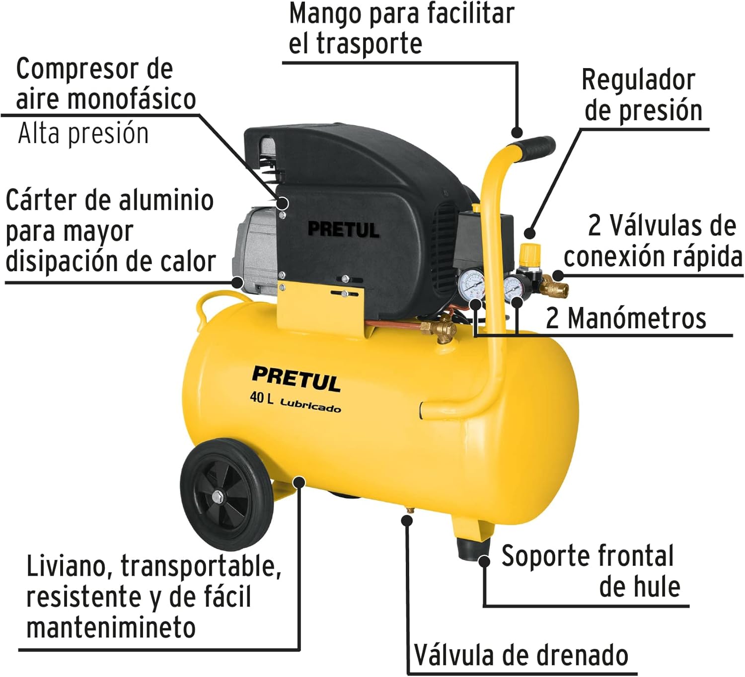 Pretul COMP-20LP, Compresor horizontal, 20 L, 2-1/2 HP (potencia máxima), 127 V