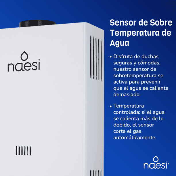 Calentador De Agua 12 Litros De Paso Naesi AN202 Dos Regaderas, Para Uso Exclusivo Gas LP