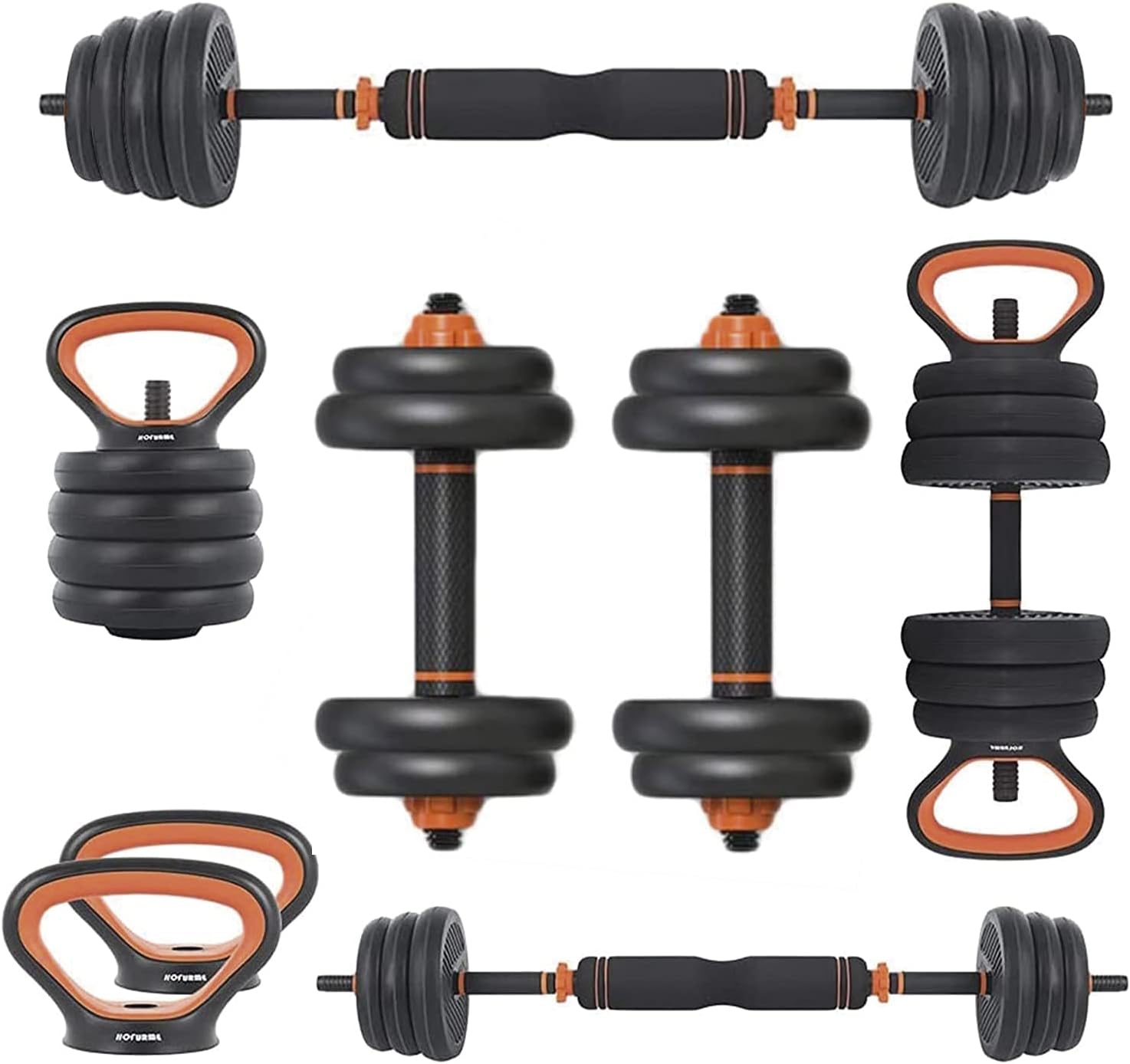 Kit de Mancuernas Brandtrendy 6 en 1 Ajustable – Pesas Rusas, Barra y Discos para Entrenamiento en Casa y Gimnasio – Diseño Compacto y Seguro, Ideal para Rutinas Completa de Fuerza y Resistencia