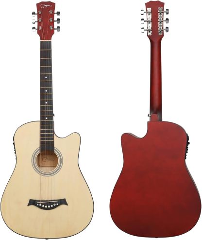 Jidyous electricacústica 38 inch Acústica Clasica guitarras Funda Y Accesorios, con correa, afinador, un paquete de cuerdas adicionales, capo, paño de limpieza, 3 púas, bolsa de concierto (Natural)