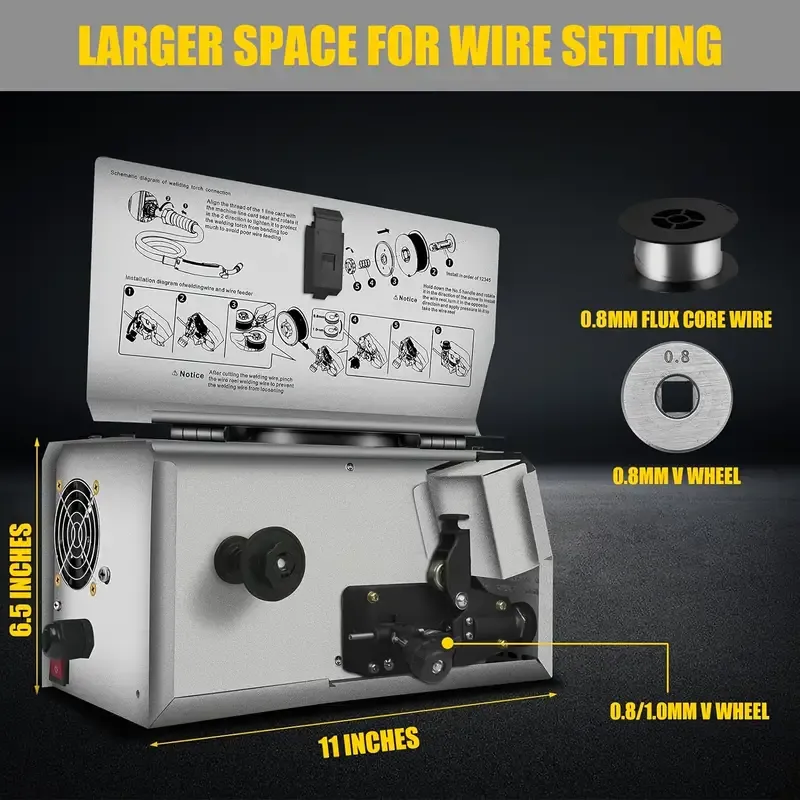 Soldadora MIG de Doble Voltaje 140A - Máquina de Soldadura 2 en 1 Stick/Flux Core con Tecnología de Inversor IGBT, 110V/220V, Enchufe de EEUU, Alambre con Núcleo de Fundente Incluido para una Experiencia de Soldadura Versátil