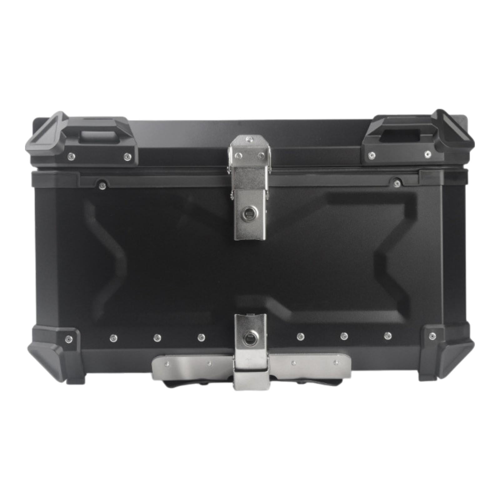 Baúl de motocicleta genérico, caja trasera, organizador de aluminio a prueba de golpes, caja para casco, baúl de almacenamiento de equipaje para 45L Plata