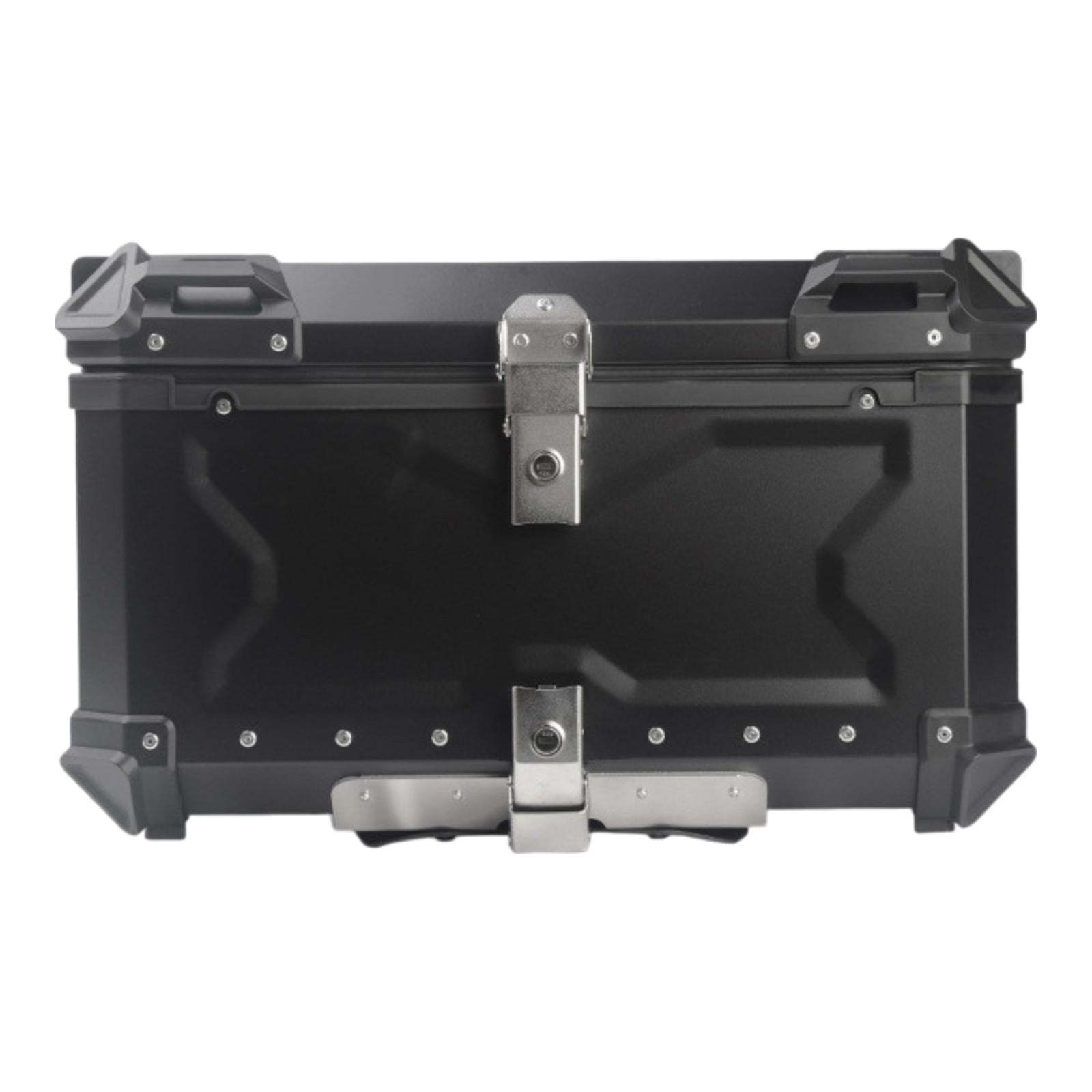 Baúl de motocicleta genérico, caja trasera, organizador de aluminio a prueba de golpes, caja para casco, baúl de almacenamiento de equipaje para 45L Plata