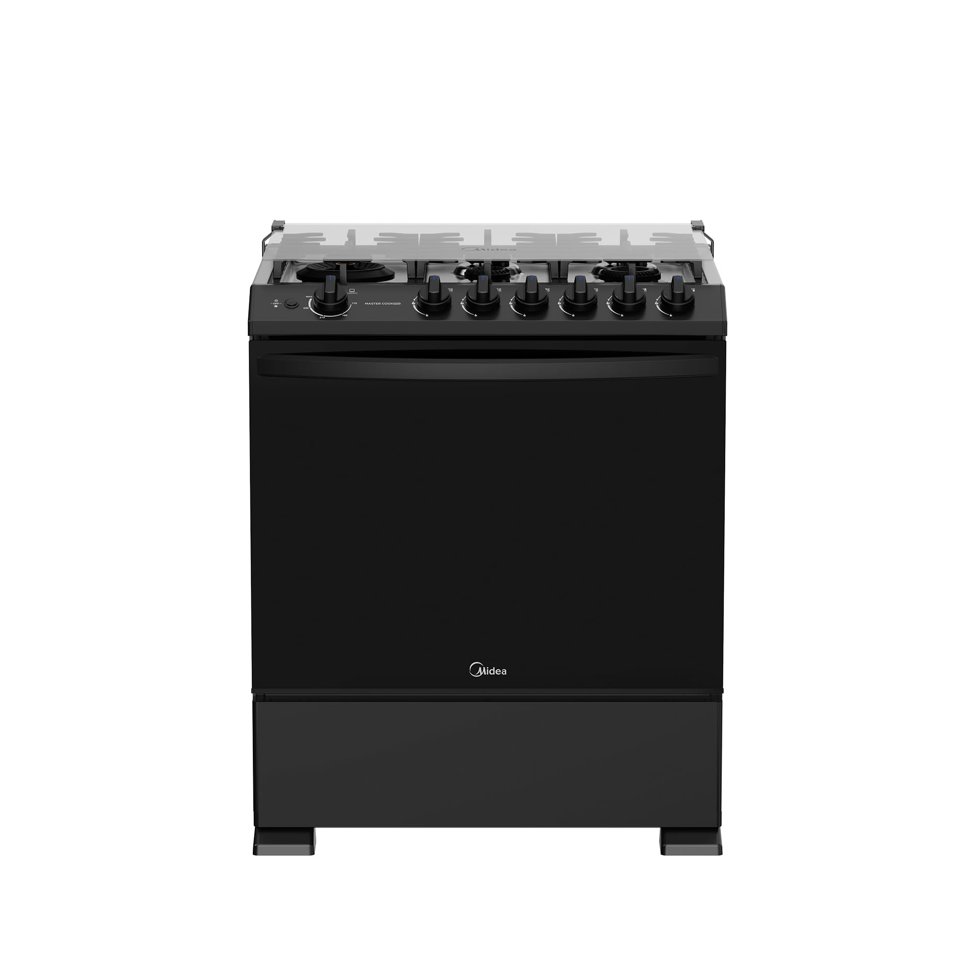 Midea Estufa de Piso de 30", con Capelo y Tecnología Masterflame, Diseño Práctico para Cocina y Uso Diario