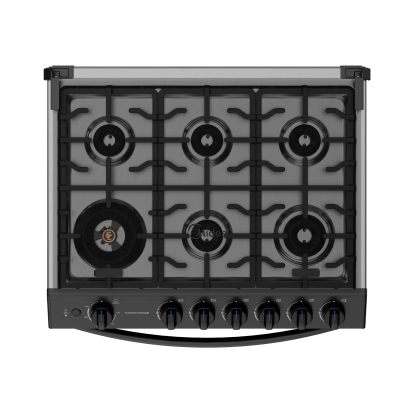 Midea Estufa de Piso de 30", con Capelo y Tecnología Masterflame, Diseño Práctico para Cocina y Uso Diario