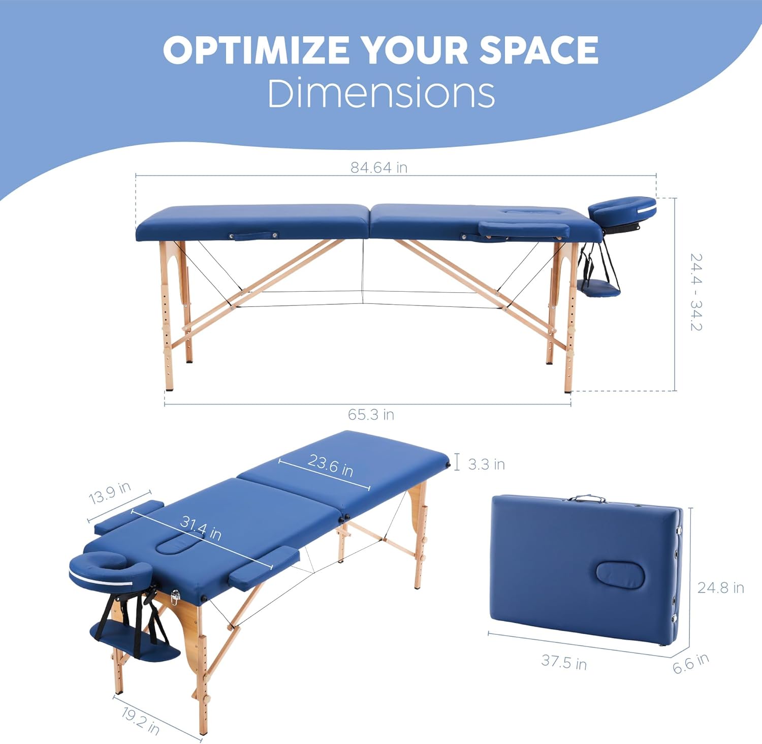 X-PROSS Cama Profesional para Tatuajes Plegable con Estuche y Altura Ajustable, Cama para SPA, Cama para Masajes Profesionales, Camilla Portátil para Fisioterapia y Quiropraxia - Negro