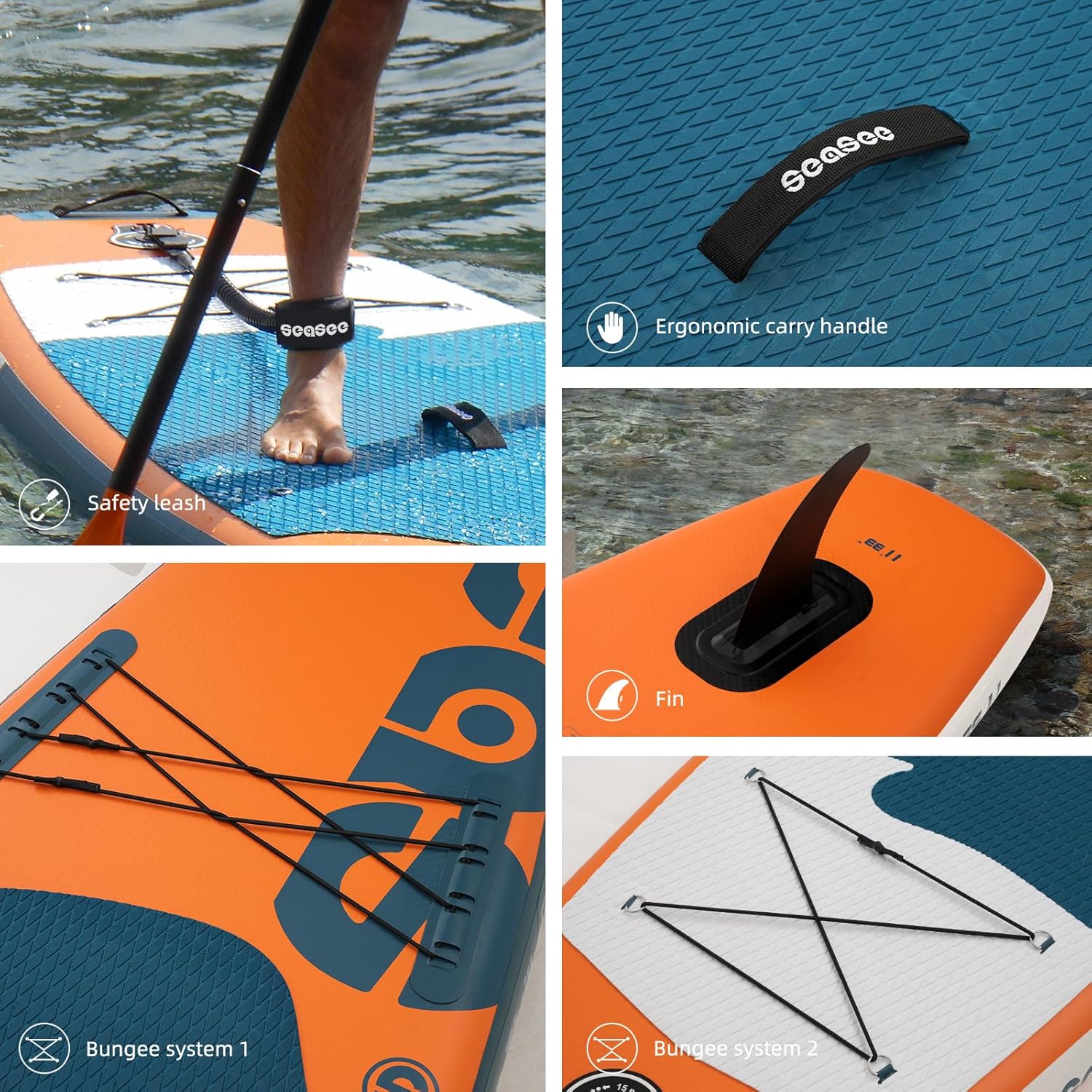 SEASEESUP Tablas de Remo inflables con Accesorios Sup, Tabla de Remo de 12 pies, Duradera, Ligera, diseño Estable de 33 Pulgadas de Ancho para Adultos con sobrepeso