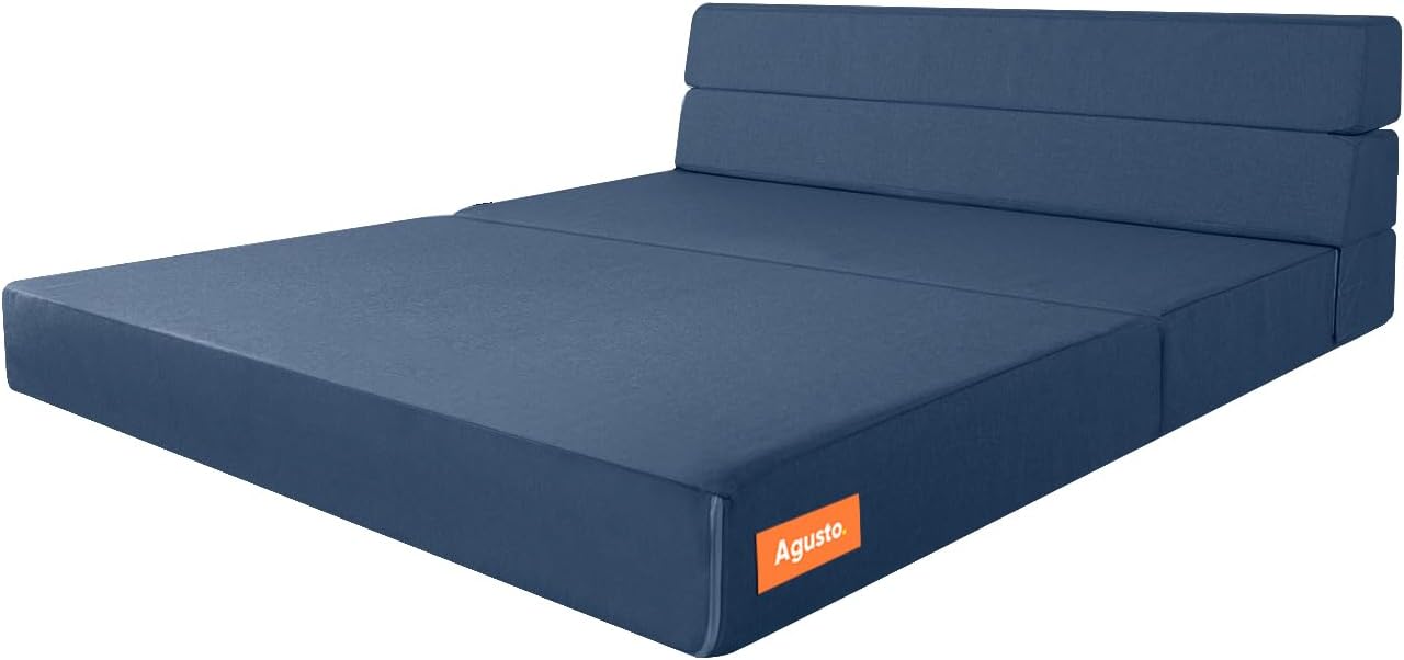 AGUSTO Sofá Cama Matrimonial Multifunción Colchon Plegable Futon Chaise Sillon Puff (Gris Oxford)