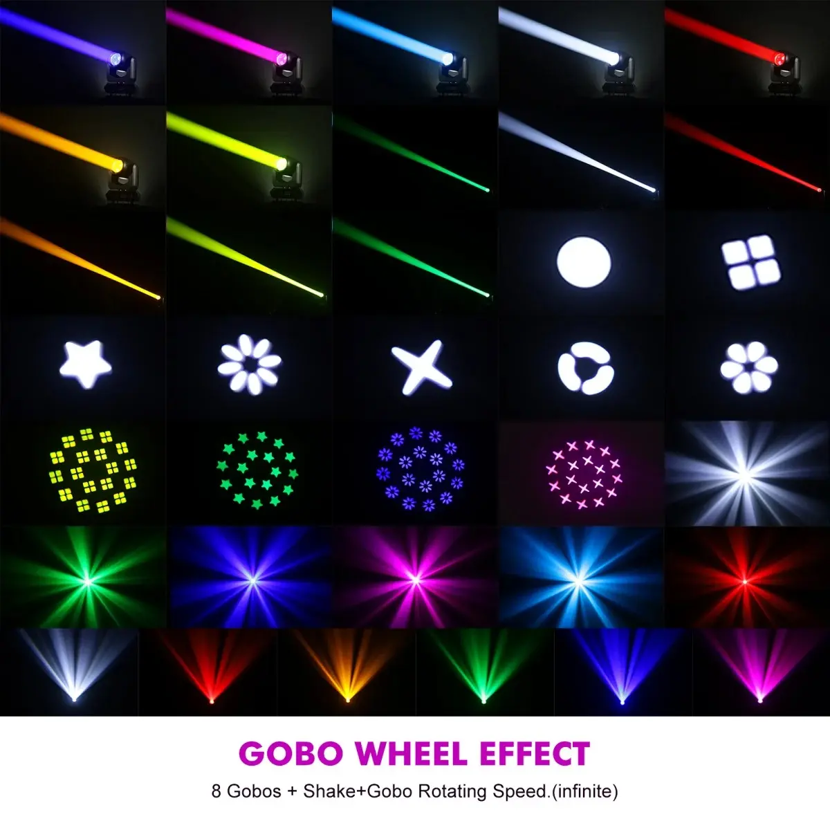 Cabeza Móvil 150W Beam DJ con Prisma 18, DMX y Control de Sonido