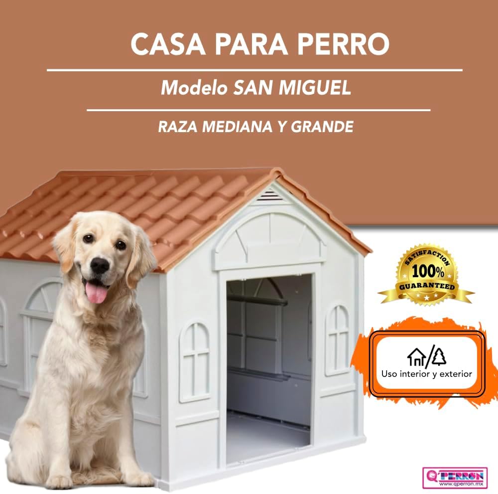 Casa Térmica para Perro Raza Grande | Incluye Puerta Metálica | 99 x 84 x 82 cm | Impermeable con Ventilación | Material Resistente al Exterior.