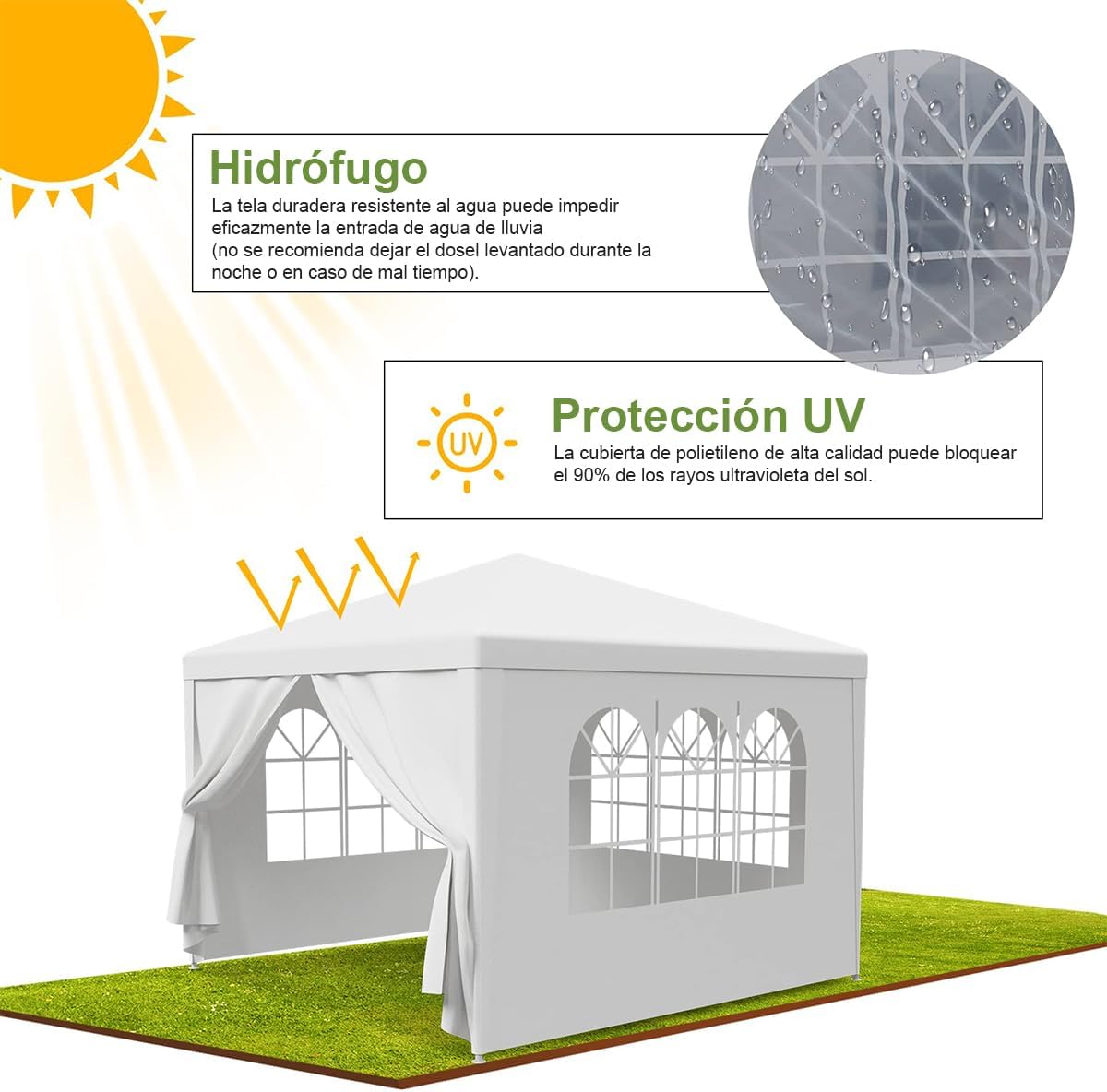 Toldos Plegables Tienda De Fiesta Carpa Impermeable (3m*6m)