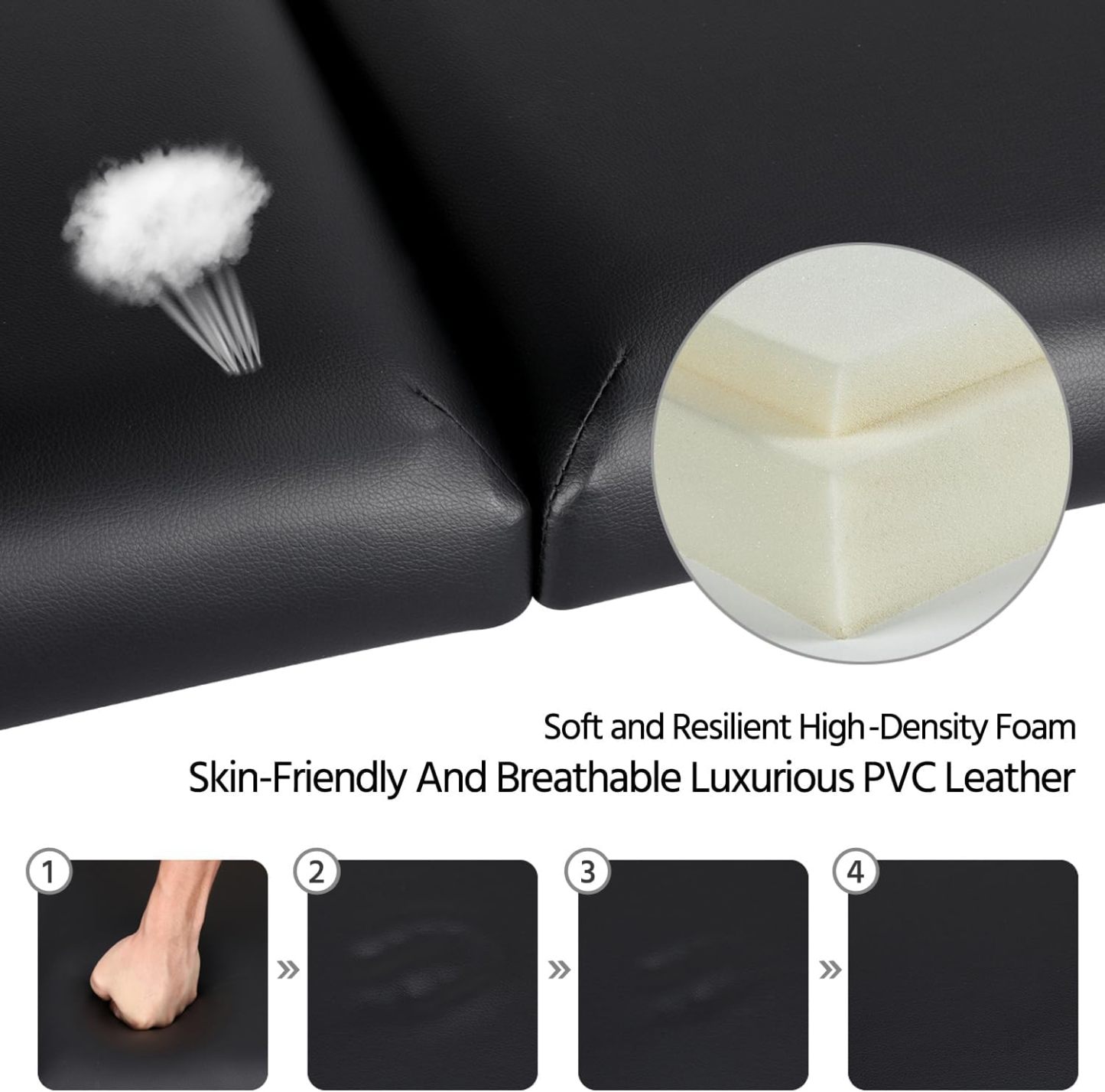 Yaheetech - Mesas de Masaje portátil para Tatuaje, Cama Ajustable de Aluminio, 3 Camas de SPA Plegables con Bolsa no Tejida, 24 Pulgadas de Ancho, Color Negro