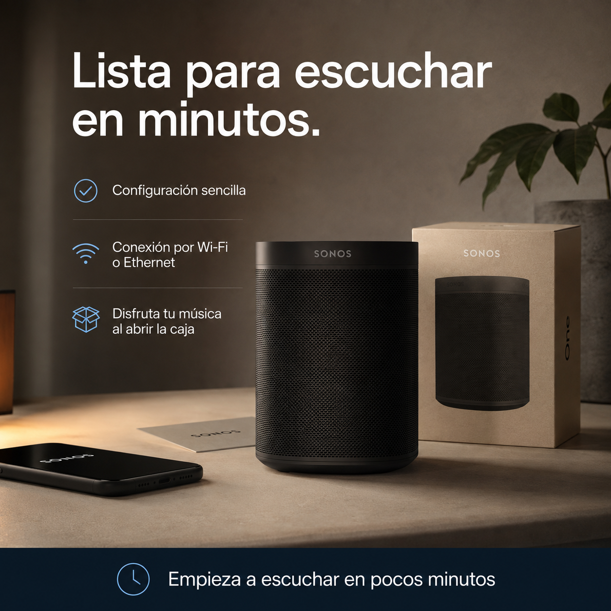 Bocina Inteligente Sonos One con Alexa, Wi-Fi, AirPlay 2, Trueplay y Sonido Estéreo