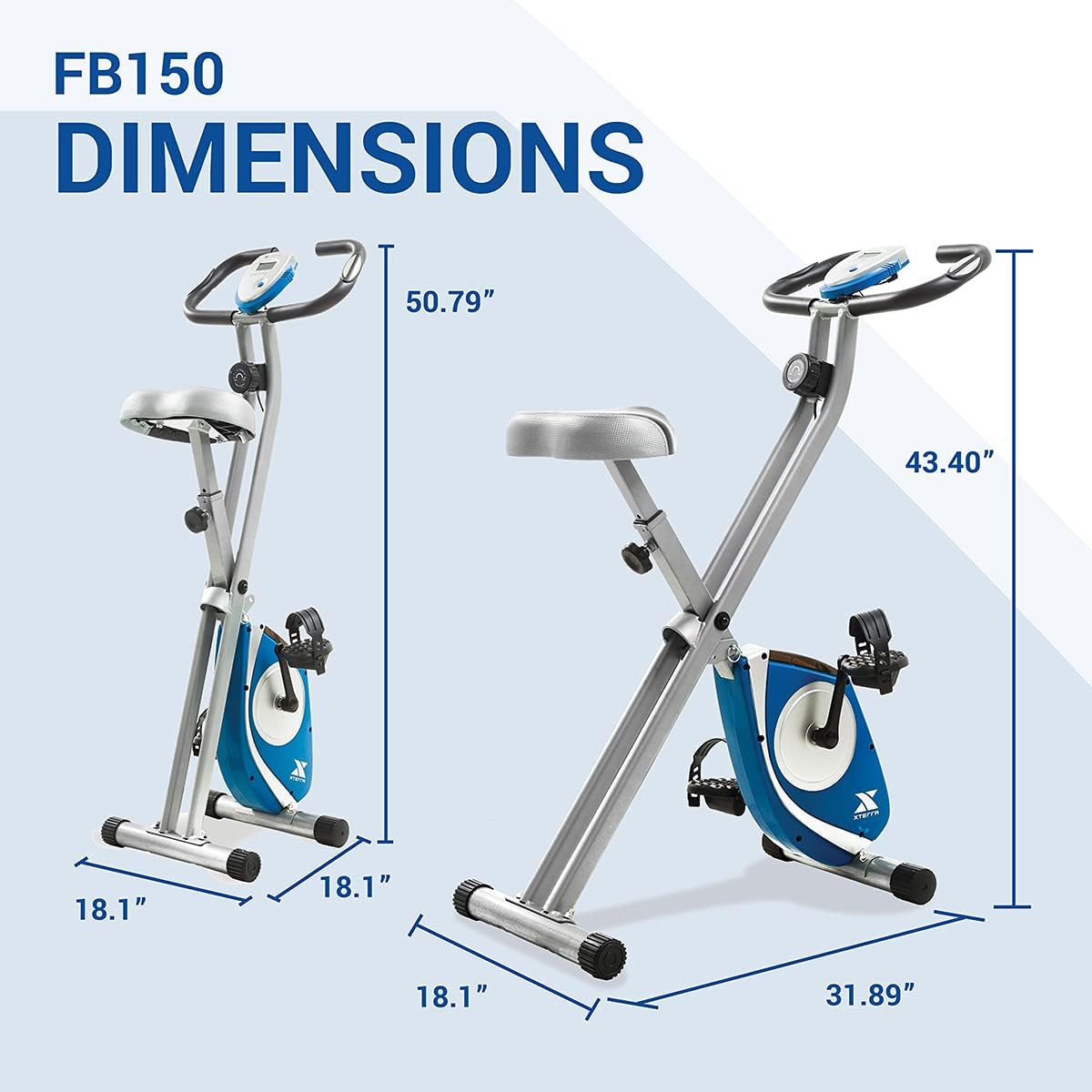 XTERRA Fitness bicicleta estática plegable, capacidad de peso de 220 libras