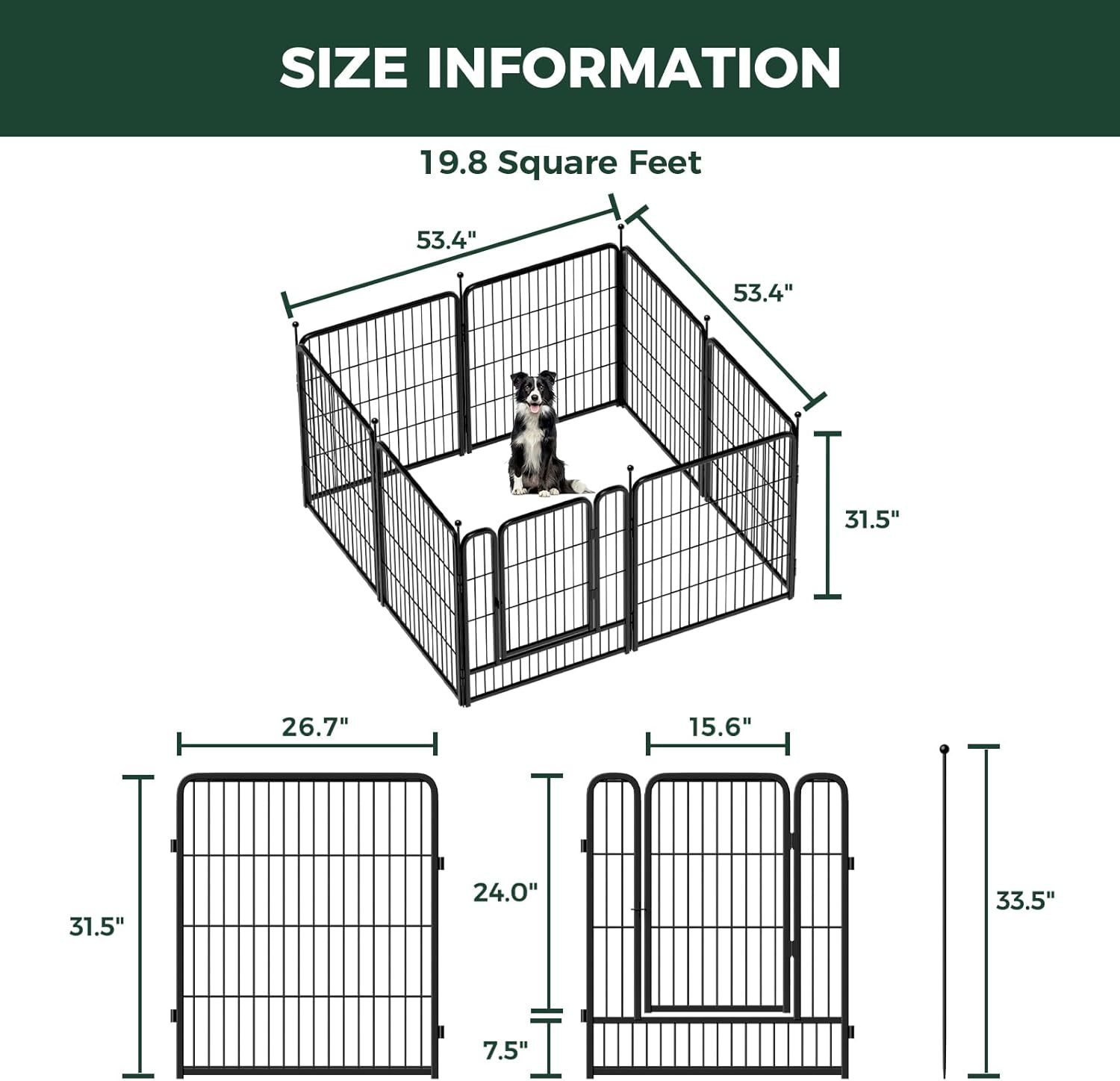 FXW Rollick Corral para Perros para Patio, RV Camping│Patentado, 24 Pulgadas 8 Paneles