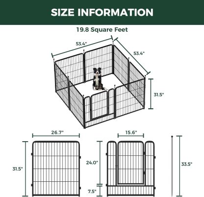 FXW Rollick Corral para Perros para Patio, RV Camping│Patentado, 24 Pulgadas 8 Paneles